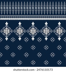 Seamless abstract floral pattern on white and blue.Vector illustration for all prints.