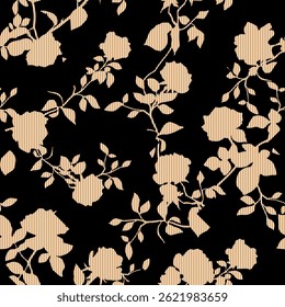 Modelo floral abstracto inconsútil en negro. Ilustración vectorial.