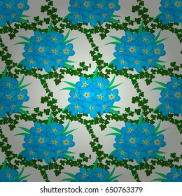 Seamless abstract floral pattern on a beige background. Graphic modern pattern. Cute vector background. Geometric leaf ornament. Seamless pattern with forget-me-not flowers.