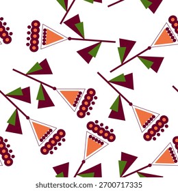 Patrón floral abstracto sin fisuras. Naranja, púrpura, verde, blanco. Vector. Textura botánica. Adorno étnico decorativo. Diseño para telas textiles, papel de embalaje, fondo, Fondo de pantalla, cubierta.