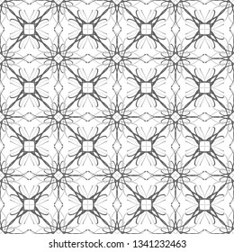 Seamless abstract floral pattern in oriental style. Geometric flower ornament on a white background.