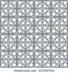 Seamless abstract floral pattern in oriental style. Geometric flower ornament on a white background.