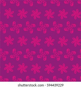 Seamless abstract floral pattern, ornamental vintage background. Pattern fills, geometric vector. Print for gift wrapping, fabric. Dark pink background, bright pink colored ornament.