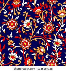 Seamless Abstract Floral Pattern with Paisley Paper