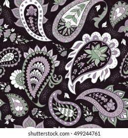 Seamless Abstract Floral Pattern with Paisley. Vector Fashion Ornament for Fabric and Wrapping Paper.