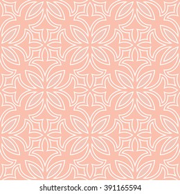 Seamless abstract floral pattern. Pink and white vector background. Ornament for wrapping, wallpaper, tiles