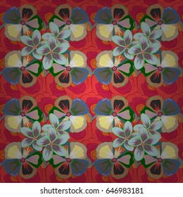 Seamless abstract floral pattern in pink and orange colors. Cute vector background. Geometric leaf ornament. Graphic modern pattern.