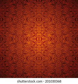 Seamless abstract floral pattern, red and brown contours. Vector