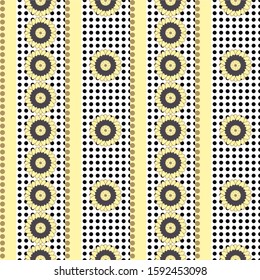 
Seamless abstract floral pattern in retro colors with circles. Vector polka dots pattern.