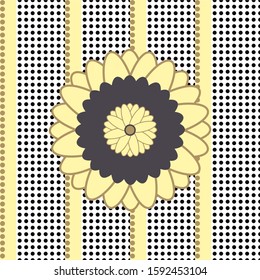 
Seamless abstract floral pattern in retro colors with circles. Vector polka dots pattern.