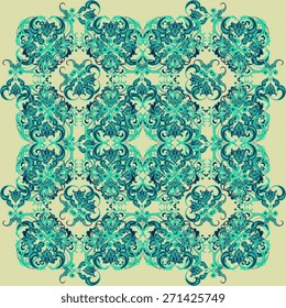 Seamless abstract floral pattern in shades of green