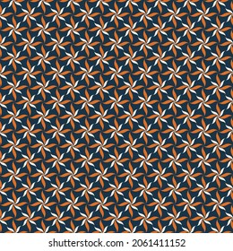 Composición geométrica de las flores abstractas. Estilo retro. Tres colores que puedes cambiar. Patrón floral repitiendo sin inconvenientes. Imagen vectorial. Brillante para textiles, envoltura, impresión, web, etc