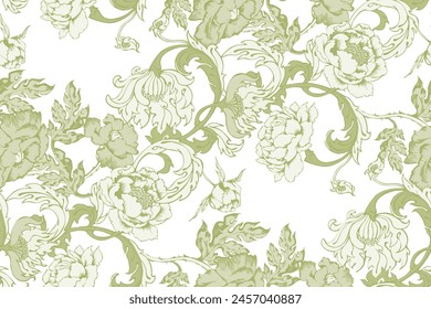 Seamless abstract floral pattern in style of William Morris.