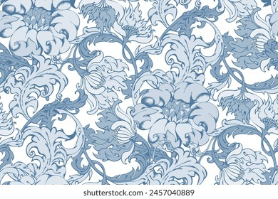 Seamless abstract floral pattern in style of William Morris.