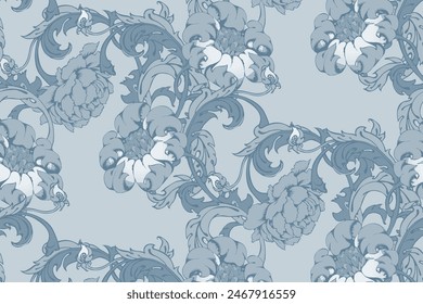 Seamless abstract floral pattern. In style Toile de Jou. Suitable for fabric, mural, wrapping paper and the like