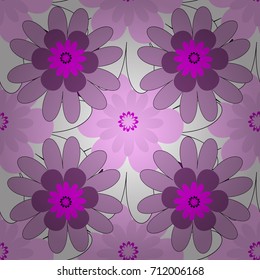 Seamless abstract floral pattern. Stylish graphic design. Purple and magenta background. Geometric flower vector ornament.