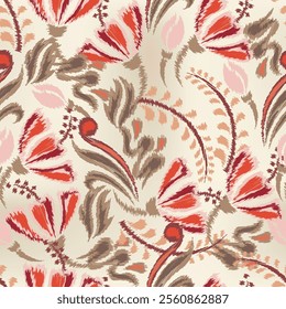 Seamless abstract floral pattern suitable for fabric, motifs, covers, backgrounds, etc.