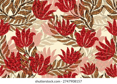 Seamless abstract floral pattern suitable for fabric, motifs, covers, backgrounds, etc.
