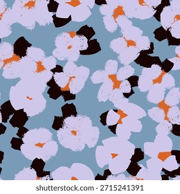 Modelo floral abstracto inconsútil con las Formas pictóricas texturizadas, paleta de color moderna, diseño de moda. Vector de fondo
