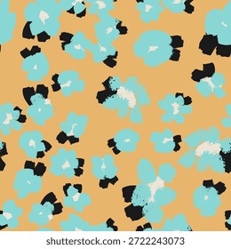 Seamless abstract floral pattern with textured painterly shapes, modern color palette, trendy design. Vector background