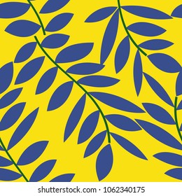 Seamless abstract floral pattern twigs and leaves. Vector illustraition 