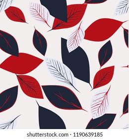 Seamless abstract floral pattern twigs and leaves. Vector illustraition 