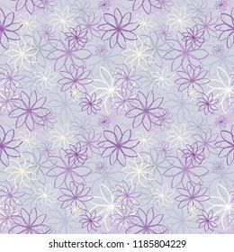 Seamless Abstract Floral Pattern / Vector Illustration / Soft Lilac Background / Global Colors saved with Pattern Swatches