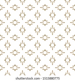 Seamless abstract floral of pattern vector. Design swirl tile gold on white background. Design print for illustration, texture, textile, wallpaper, background. 