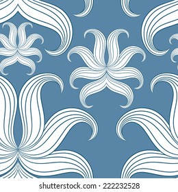 Seamless abstract floral pattern. Vector illustration. Blue Design pattern for wallpaper, background, textiles and screen saver.