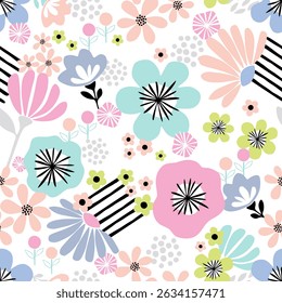 Seamless abstract floral pattern. Vector Illustration.