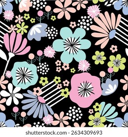 Patrón floral abstracto sin fisuras. Ilustración vectorial.