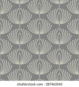 Seamless abstract floral pattern. Vector gray and white background.