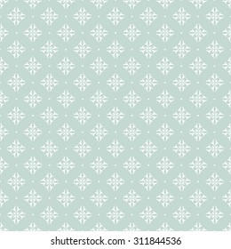 Seamless abstract floral pattern. Vector blue and white background. Geometric leaf ornament.