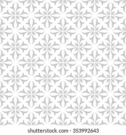 Seamless abstract floral pattern. Vector gray and white background. Geometric leaf ornament