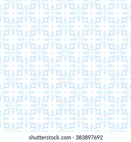 Seamless abstract floral pattern. Vector blue and white background. Geometric leaf ornament.