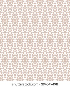 Seamless abstract floral pattern. Vector beige and white background. Geometric leaf ornament.