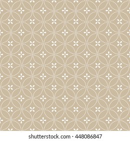 Seamless abstract floral pattern. Vector beige and white background. Geometric leaf ornament. Stylish graphic pattern. 