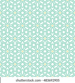Seamless Abstract Floral Pattern. Vector Green And White Background. Geometric Leaf Ornament. Stylish Graphic Design.