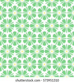 Seamless abstract floral pattern. Vector green and white background. Geometric leaf ornament. Stylish graphic design
