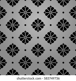 Seamless abstract floral pattern. Vector black and white background. Geometric leaf ornament. Stylish graphic design.