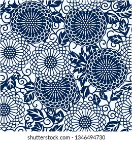 Seamless abstract floral pattern.  and white vector background. Geometric flower ornament. Graphic modern pattern