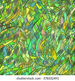 Seamless abstract floral pattern, wild jungle, vector.