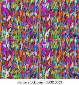 Seamless abstract floral pattern, wild jungle, vector,  hand drawn illustration. Variegated pattern in cheerful crazy style.