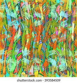 Seamless abstract floral pattern, wild jungle, vector, hand drawn background.