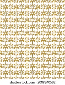 Seamless abstract floral pattern. yellow vector background. Geometric flower with leaf ornament. Graphic modern pattern