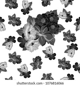 Seamless abstract floral pattern. For your fabric design, clothing, printed matter. Postcards, greeting cards and invitations for birthday, wedding, Valentine's day, party. Vector illustration
