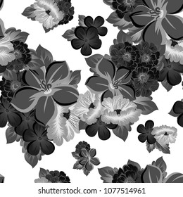Seamless abstract floral pattern. For your fabric design, clothing, printed matter. Postcards, greeting cards and invitations for birthday, wedding, Valentine's day, party. Vector illustration