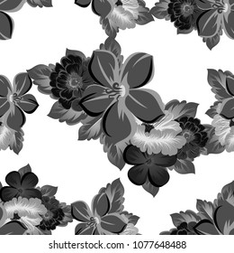 Seamless abstract floral pattern. For your fabric design, clothing, printed matter. Postcards, greeting cards and invitations for birthday, wedding, Valentine's day, party. Vector illustration