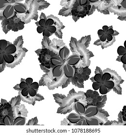 Seamless abstract floral pattern. For your fabric design, clothing, printed matter. Postcards, greeting cards and invitations for birthday, wedding, Valentine's day, party. Vector illustration