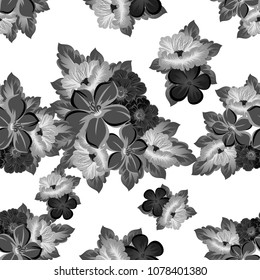 Seamless abstract floral pattern. For your fabric design, clothing, printed matter. Postcards, greeting cards and invitations for birthday, wedding, Valentine's day, party. Vector illustration